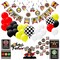 51 Piece Two Fast Car Themed Birthday Decorations, Party Supplies Including Banner, Cake Toppers, Balloons, Centerpieces, and Wall Signs